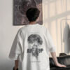 Summer Loose Astronaut Printed Cotton White T-Shirt Men (1)
