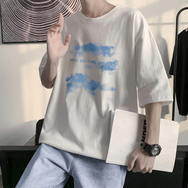 Summer Loose Pure Cotton Men's Short-sleeved T-shirt White